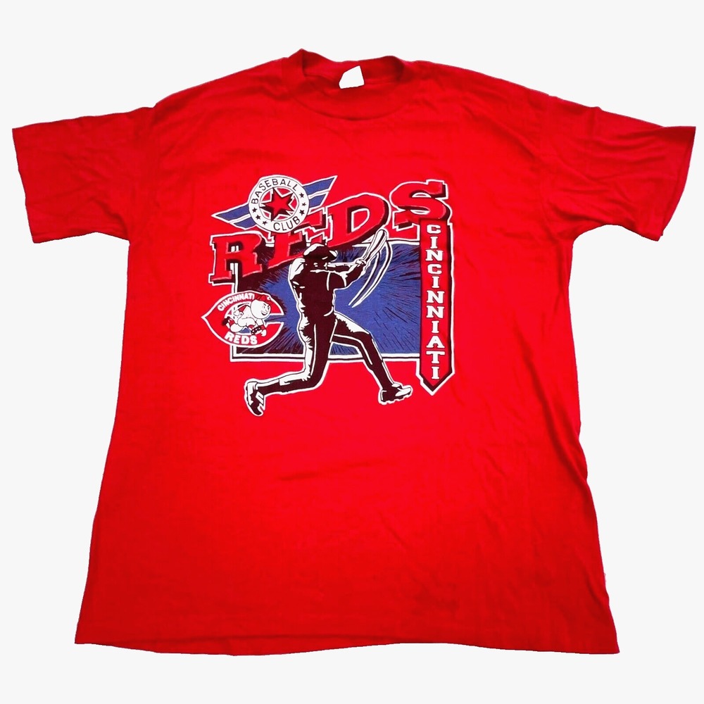 Vintage Cincinnati Reds Shirt Men XXL 2XL‎ Red Tee Single Stitch USA 90s MLB *
